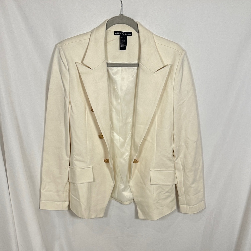 Elegant Women's Cream Blazer with Gold Accents *designer lookalike*
